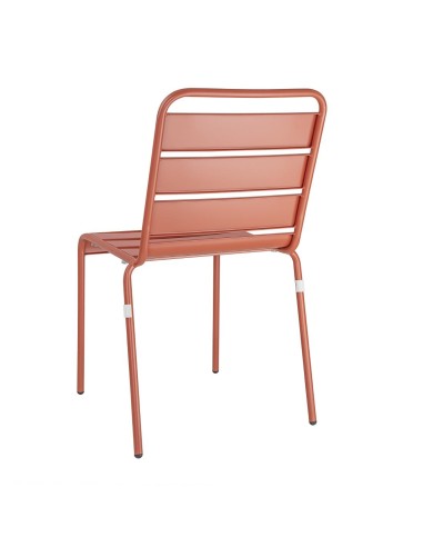 Chaises à lattes acier Bolero terracotta - lot de 4