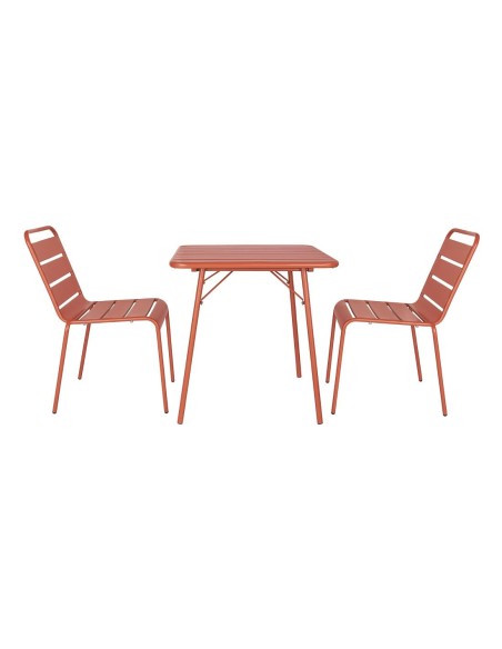 Table carrée à lattes Bolero terracotta - 710x700 mm
