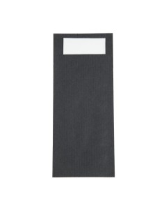 Pochettes à couverts noires avec serviette blanche - lot de 500