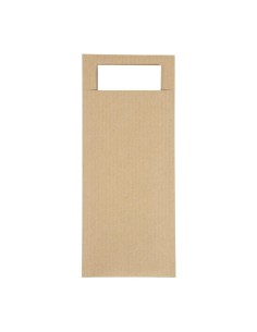 Pochettes à couverts kraft + serviette blanche - 500 pcs