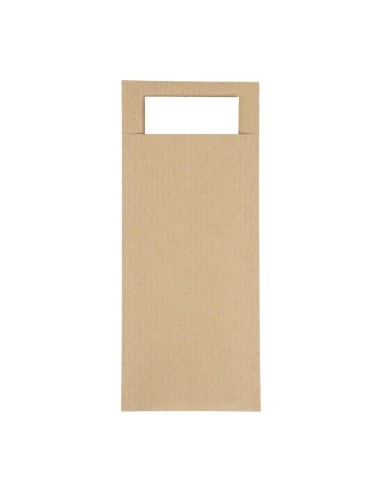 Pochettes à couverts kraft + serviette blanche - 500 pcs