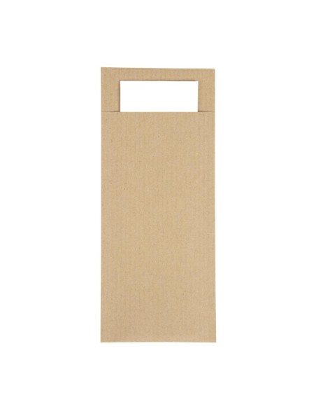 Pochettes à couverts kraft + serviette blanche - 500 pcs