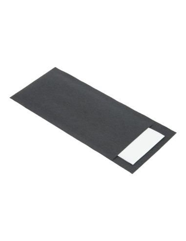 Pochettes à couverts noires avec serviette blanche - lot de 500