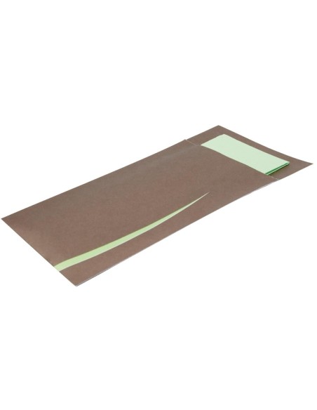 Pochettes à couverts marron avec serviette blanche - Europochette 100 pcs