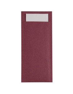 Pochettes à couverts bordeaux + serviette blanche - 500 pcs
