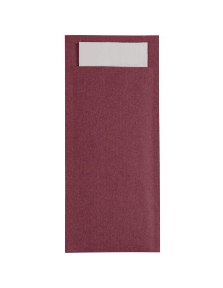 Pochettes à couverts bordeaux + serviette blanche - 500 pcs