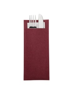 Pochettes à couverts bordeaux + serviette blanche - 500 pcs 2
