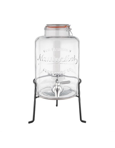 Distributeur d'eau rétro Olympia 8,5 L - verre & socle métallique