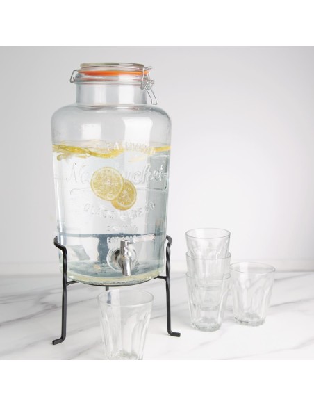 Distributeur d'eau rétro Olympia 8,5 L - verre & socle métallique