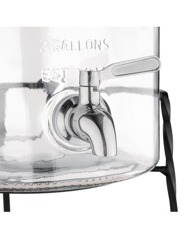 Distributeur d'eau rétro Olympia 8,5 L - verre & socle métallique