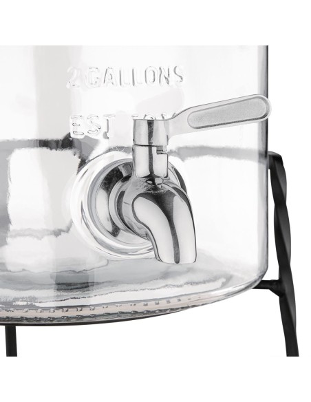 Distributeur d'eau rétro Olympia 8,5 L - verre & socle métallique