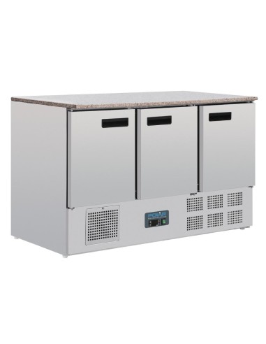Table réfrigérée Polar 3 portes 308L - plan marbre