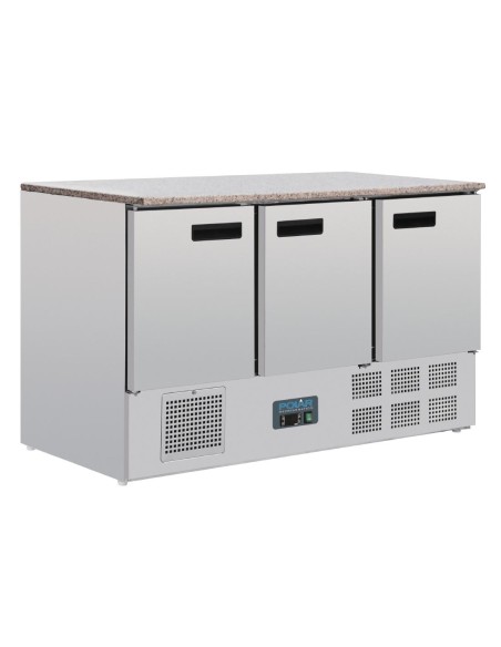 Table réfrigérée Polar 3 portes 308L - plan marbre