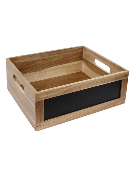 Caisse de présentation Olympia GN1/2 avec ardoise - Bois acacia