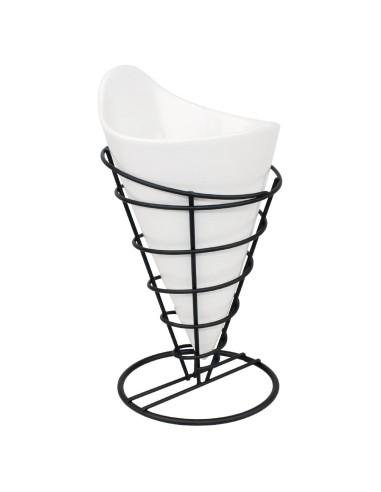 Support conique pour frites noir Olympia - 175x115 mm