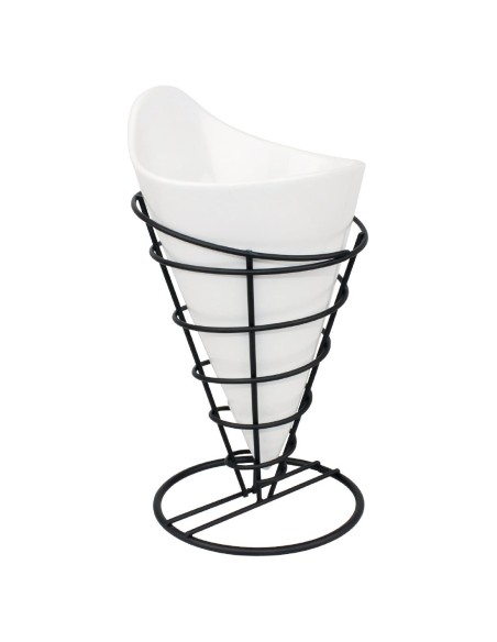 Support conique pour frites noir Olympia - 175x115 mm