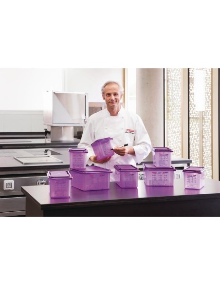 Bac hermétique violet antiallergénique GN1/6 Araven 2,6L