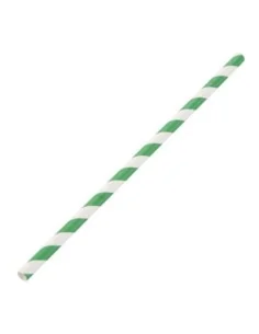 Pailles en papier compostables Fiesta Compostable rayées vert et blanc