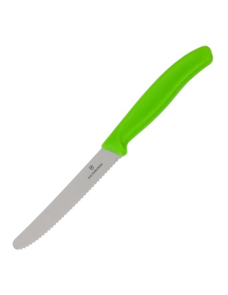 Couteau à tomate denté Victorinox vert 114mm - Haute précision
