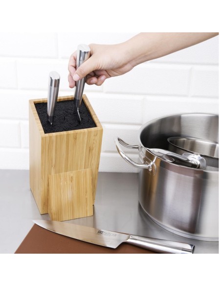 Bloc couteaux universel en bambou Vogue - solide et pratique