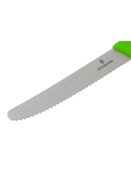 Couteau à tomate denté Victorinox vert 114mm - Haute précision