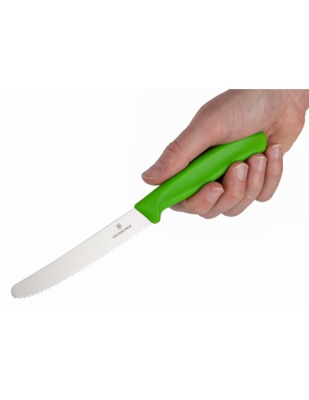 Couteau à tomate denté Victorinox vert 114mm - Haute précision