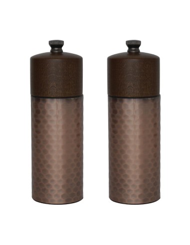 Set de 2 moulins sel et poivre Olympia 150 mm - cuivre & bois