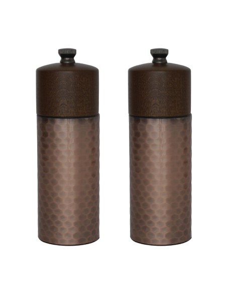 Set de 2 moulins sel et poivre Olympia 150 mm - cuivre & bois