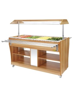 Buffet central chauffant Buffalo - 4x GN 1/1, bois et LED 2