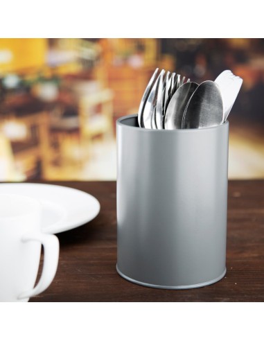 Récipient à couverts galvanisé gris Olympia - 1,37 L