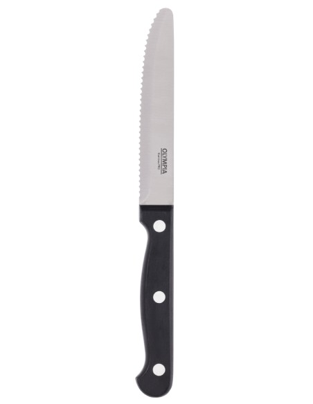 Couteaux à steak arrondis Olympia noirs - lot de 12