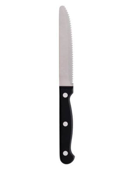 Couteaux à steak arrondis Olympia noirs - lot de 12