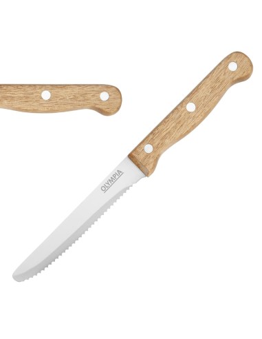 Couteaux à steak arrondis en bois d'acacia 100% FSC - Lot de 12
