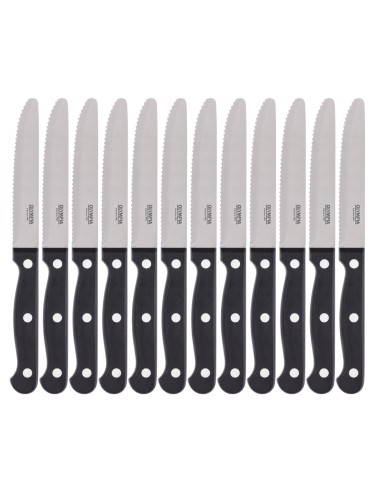 Couteaux à steak arrondis Olympia noirs - lot de 12