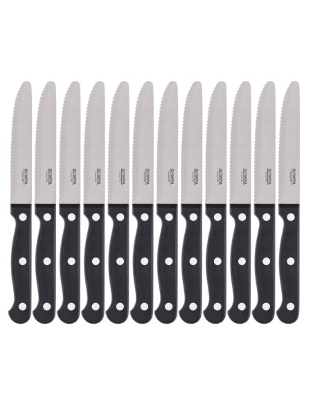 Couteaux à steak arrondis Olympia noirs - lot de 12