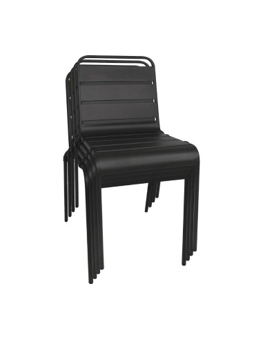 Chaise à lattes Bolero noire - lot de 4, usage intérieur/extérieur