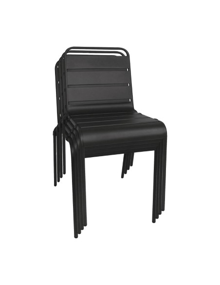 Chaise à lattes Bolero noire - lot de 4, usage intérieur/extérieur