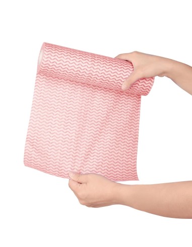 Chiffons non tissés Jantex rouges - rouleau 100 pcs