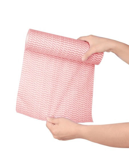 Chiffons non tissés Jantex rouges - rouleau 100 pcs
