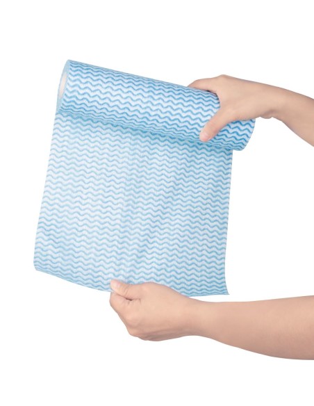 Chiffons non tissés Jantex bleus - rouleau 100