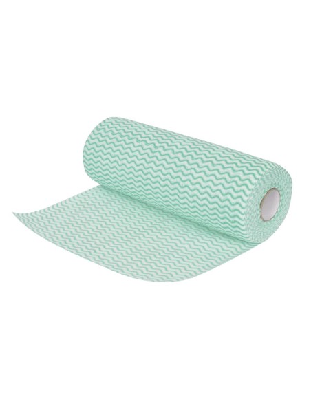 Chiffons non tissés Jantex verts - rouleau 100 pcs