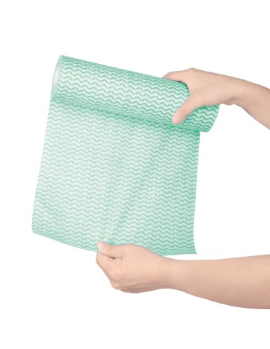 Chiffons non tissés Jantex verts - rouleau 100 pcs