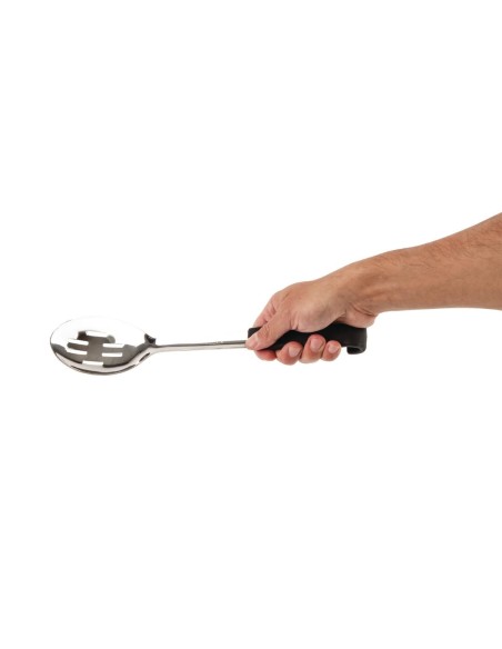 Cuillère de service perforée manche noir Vogue 34 cm