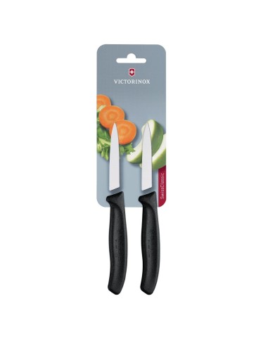 Couteaux d'office pointus Victorinox 8cm noirs - lot de 2