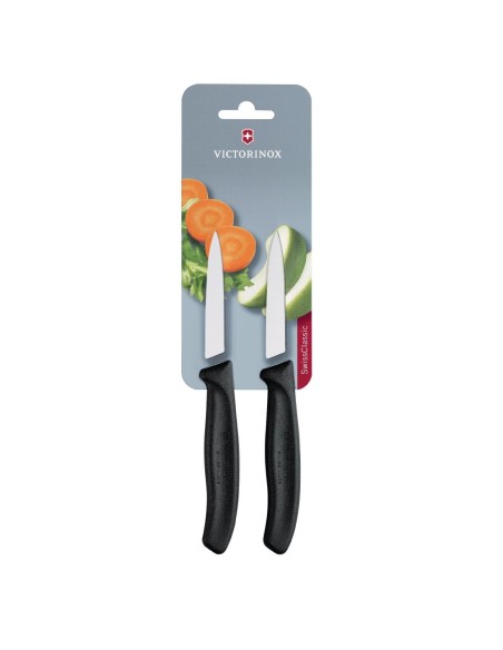 Couteaux d'office pointus Victorinox 8cm noirs - lot de 2