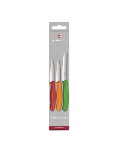 Lot de 3 couteaux d'office Victorinox - rouge, orange, vert