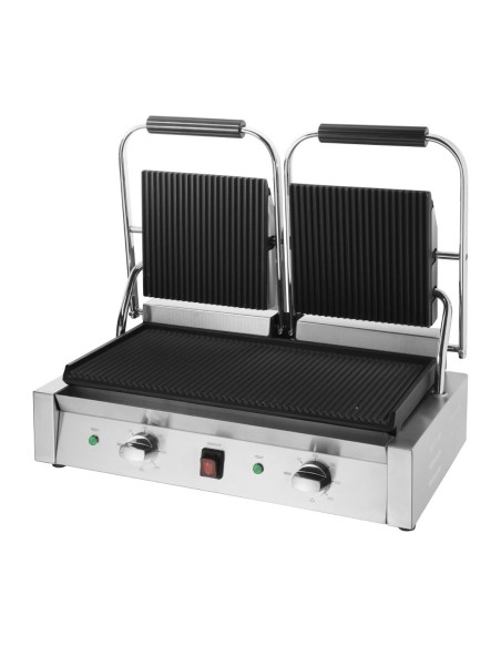 Gril de contact double Buffalo Bistro rainuré - 2,9kW