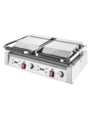 Gril de contact double Buffalo 3,6kW - plaques rainurées