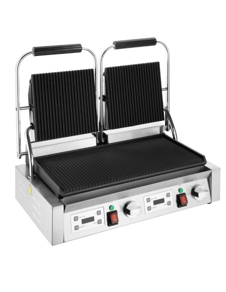 Gril de contact double Buffalo 3,6kW - plaques rainurées