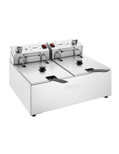 Friteuse double Buffalo 2x5L - 10 L inox, minuterie